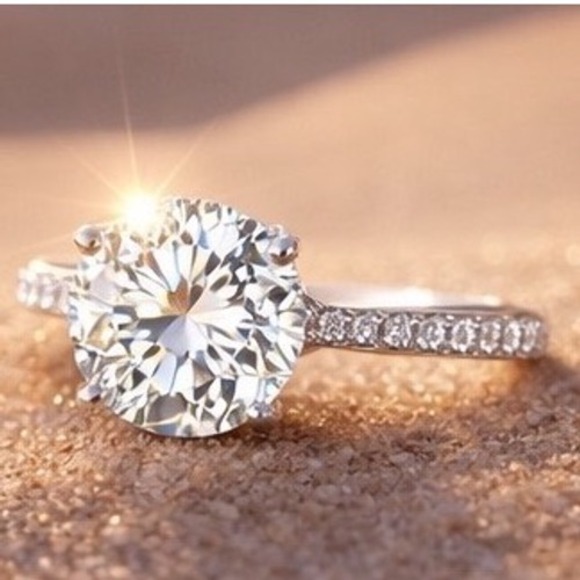 Jewelry - Moissanite Certified Engagement Ring 1.0ct Round Cut Sterling Silver Size 6.5